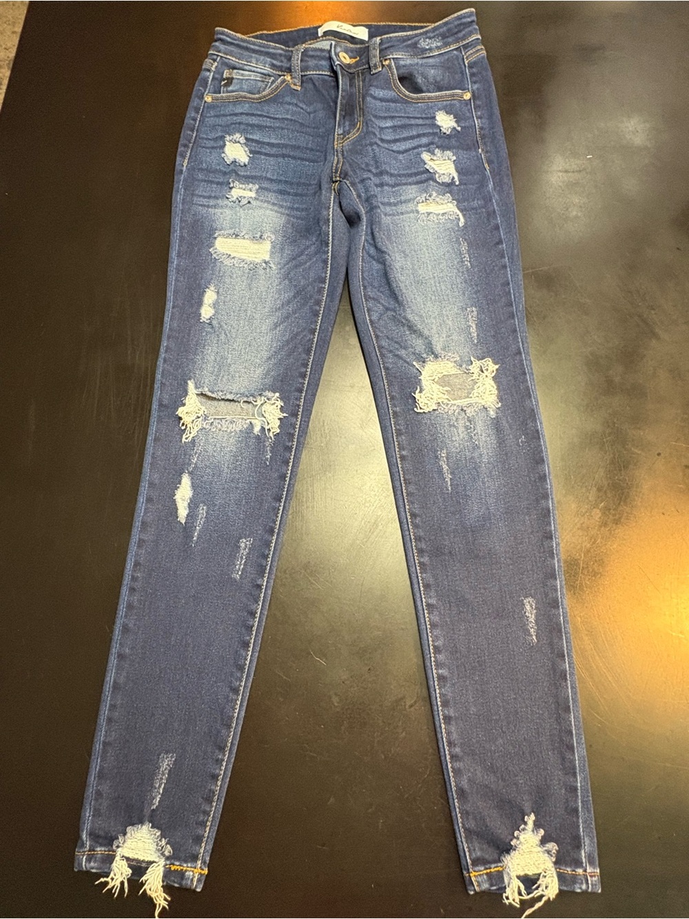 KanCan Distressed Skinny Jeans in Dark Blue